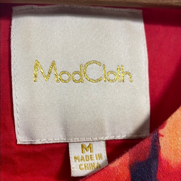 Mod Cloth Cotton Vibrant Multicolor Sleeveless Dress w/ Watercolor Forest Size M - Picture 3 of 5